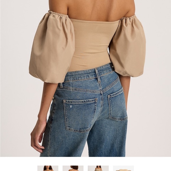 Express off the shoulder puff sleeved sleeve bodysuit. - Picture 3 of 4